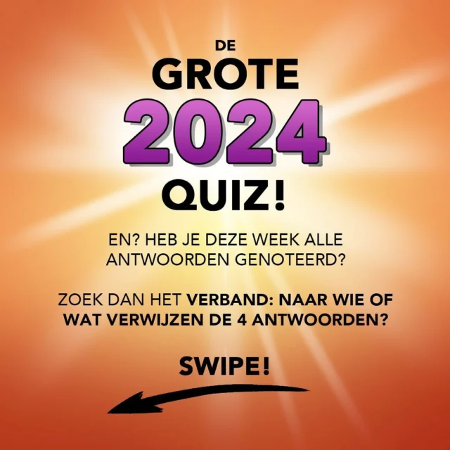 DE GROTE 2024 QUIZ!
.
Het jaar 2024 is officieel ten einde. En wát een jaar: zowel in de sport als de politiek en zowel de entertainment als de muziek is er weer het nodige gebeurd. Daarom is het de hoogste tijd om het jaar 2024 in 24 quizvragen te behandelen. Elke werkdag wordt er een nieuwe vraag gesteld. Weet u het antwoord? Schrijf het op, onthoud het, maar vooral… deel het niet met anderen! Wie weet levert het u in het nieuwe jaar een bol.com-bon ter waarde van 50,- euro op én een legpuzzel naar keuze op mijn website. Het allerbeste voor 2025! 
.
Elke dag werk ik met veel plezier aan mijn tekeningen met als belangrijkste overtuiging: een goede illustratie maakt je gelukkig. Benieuwd wat ik voor ú kan (be)tekenen? Neem gerust een kijkje op mijn website! 
.
#tekening #illustratie #boodschap #communicatie #verbeelding #creatiefdenken #creatie #brainstorm #fantasie #verwondering #StephanTimmers #ondernemerschap #ikkentekenen #StudioStephanTimmers #2024 #Quiz #Eindejaarsoverzicht